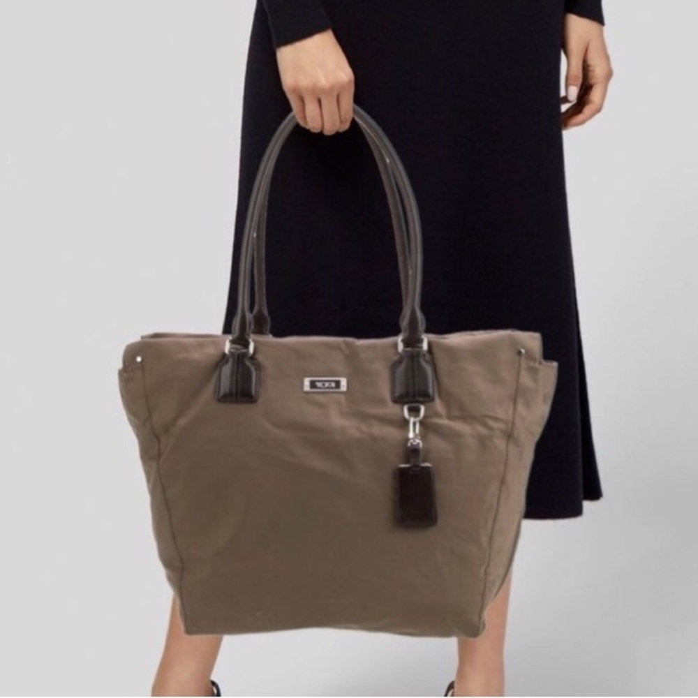 Tumi Voyageur Tote Bag Olive Green Brown Travel Work Business Casual Vacation